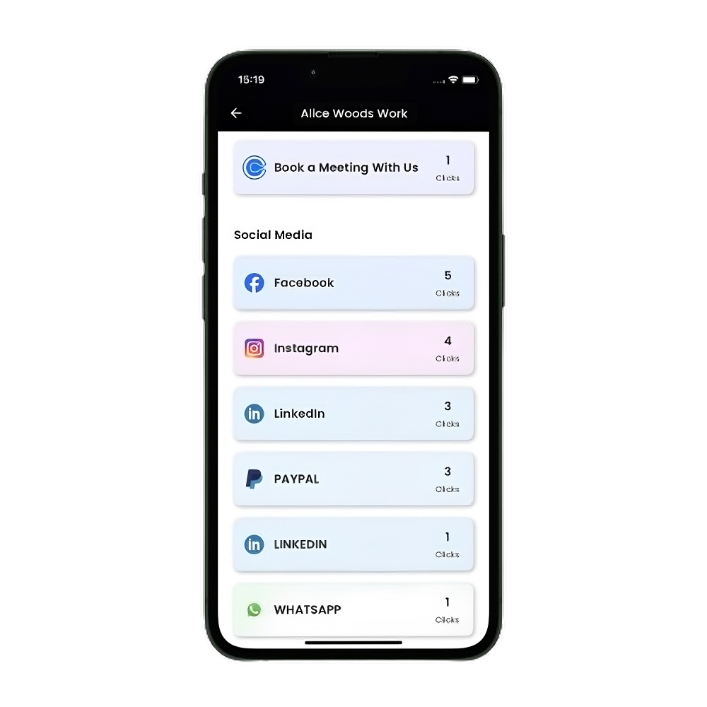 prikaz analitike za Tap to Share digitalnu vizitku