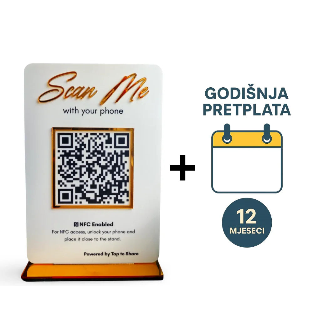 Tap to Share - Digitalni Info Stalak + Godišnja Pretplata